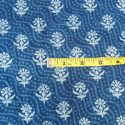 Handmade Indigo Blue Floral Block Printed Cotton Fabric